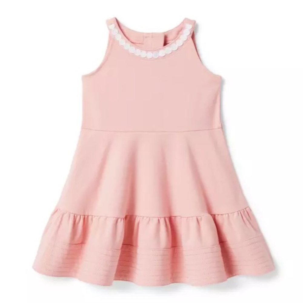 EUC Janie and Jack Oval Trim Ponte Dress Quartz Pink